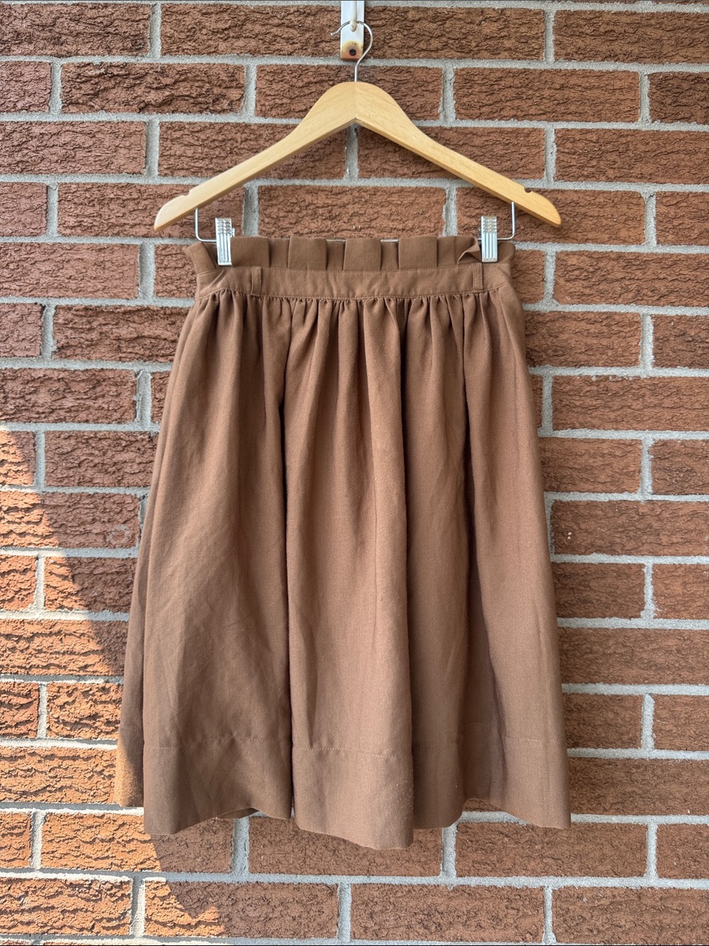 H&M Brown Gathered A-Line Midi Skirt